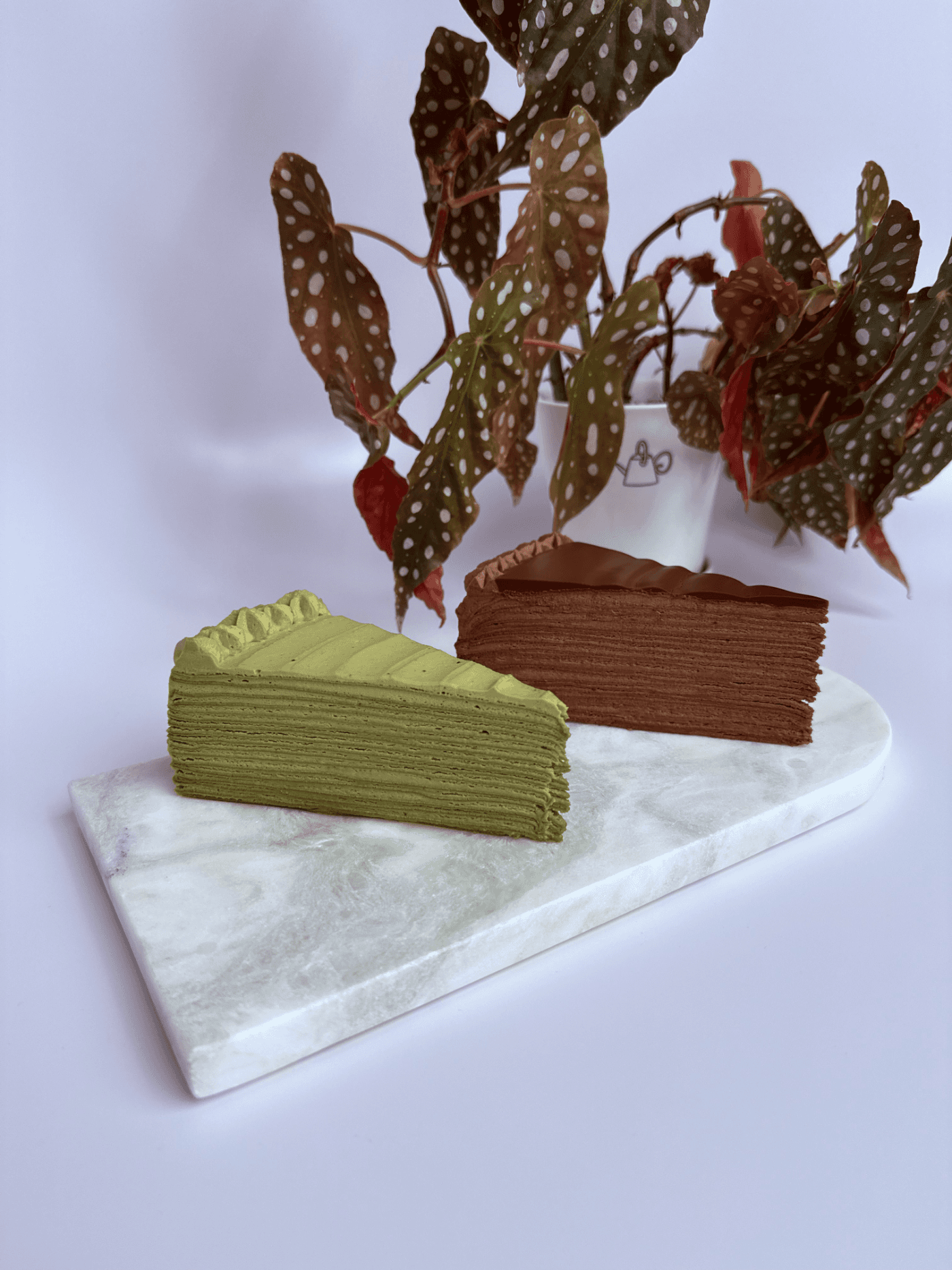 Matcha and chocolate mille crêpes